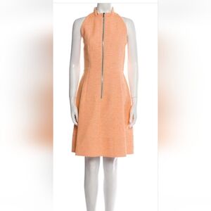 Akris Punto | Orange Zip Front Lined Pocket Fit & Flare Midi Sleeveless Dress 8